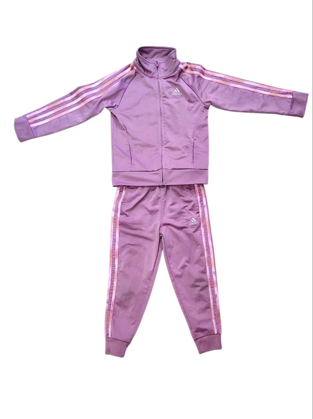 adidas Kids Lilac Track Set with Pink Stripe Details